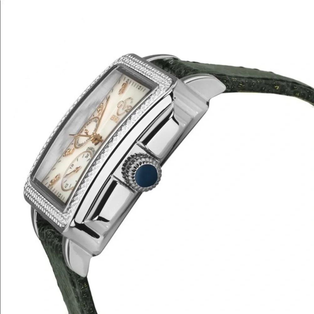 NWT Green leather Diamond Swiss Watch